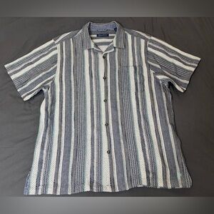 Tommy Bahama Mens Camp Shirt Short Sleeve Jacquard Stripe 100% Cotton XL